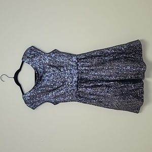 deb Steel Blue Sequin A-Line Dress